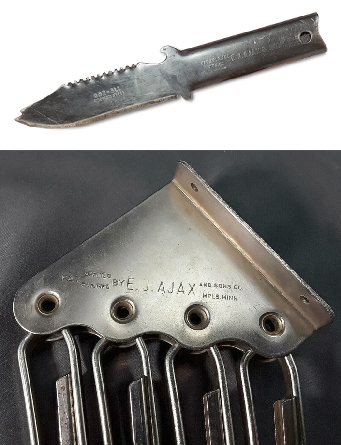 History of Ajax - E.J. Ajax Doz-All knife and garment hangar