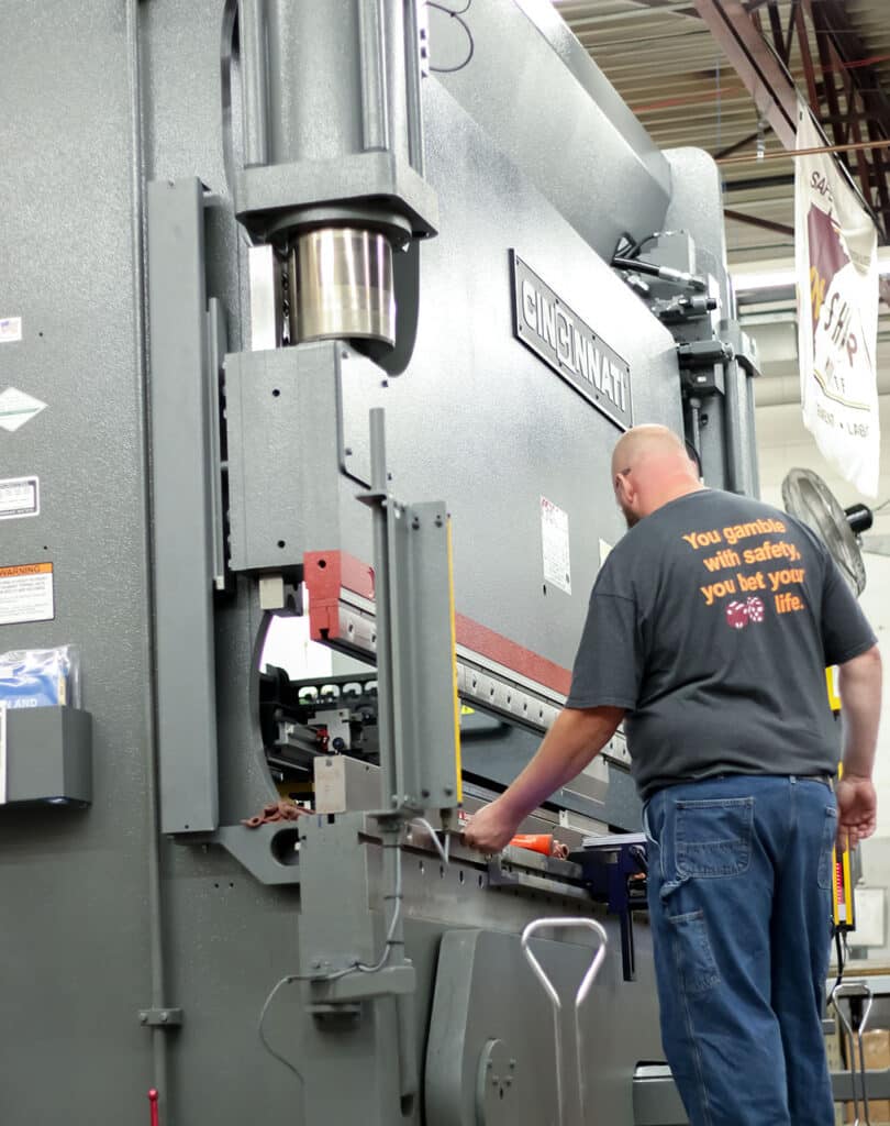 An Ajax 14-foot, 5-axis press brake An Ajax 14-foot, 5-axis press brake